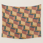 Cuboid Geometric Abstract Shapes Pattern XI Wall Tapestry Gallery Image 4