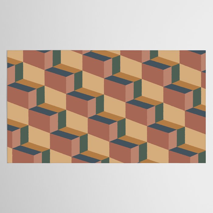 Cuboid Geometric Abstract Shapes Pattern XI Tablecloth Gallery Image 2