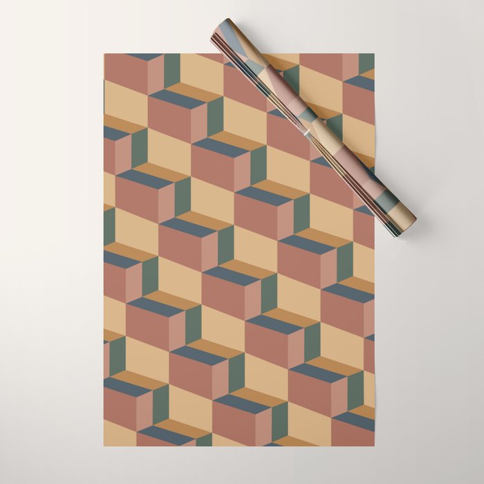 Cuboid Geometric Abstract Shapes Pattern XI Wrapping Paper Gallery Image 1