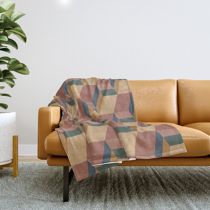 Cuboid Geometric Abstract Shapes Pattern XI Throw Blanket Gallery Image 1