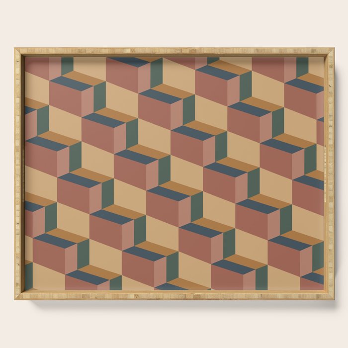 Cuboid Geometric Abstract Shapes Pattern XI Serving Tray Gallery Image 1