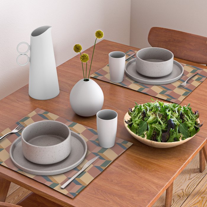 Cuboid Geometric Abstract Shapes Pattern XI Placemat Gallery Image 2