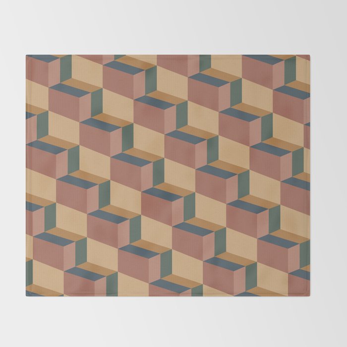 Cuboid Geometric Abstract Shapes Pattern XI Throw Blanket Gallery Image 2