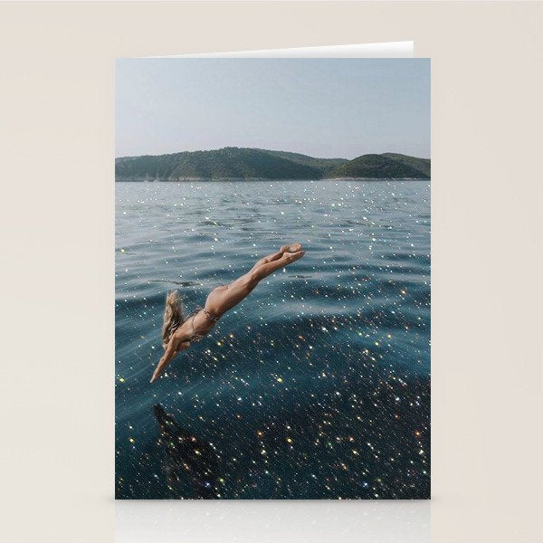 THE DIVE | summer | swim | ocean | waves | blue | summer | swim | sea | bling | shining | glitter |  Stationery Card Gallery Image 2