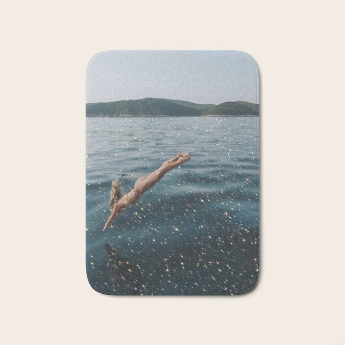 THE DIVE | summer | swim | ocean | waves | blue | summer | swim | sea | bling | shining | glitter |  Bath Mat Gallery Image 1