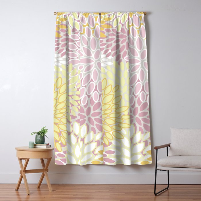 Floral Prints, Soft, Yellow and Pink, Design Prints Window Curtain Gallery Image 5