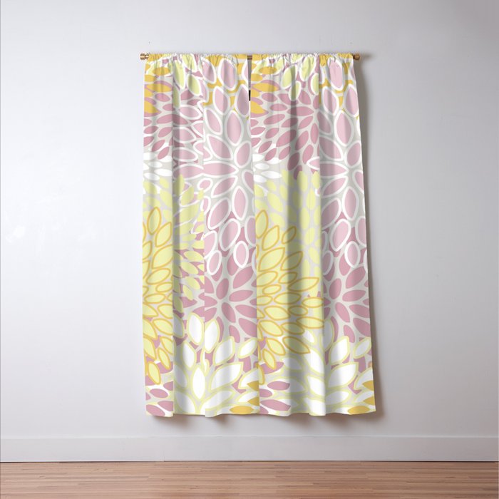 Floral Prints, Soft, Yellow and Pink, Design Prints Window Curtain Gallery Image 3