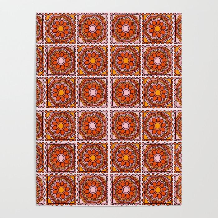 Flower Granny Square Print Poster Gallery Image 1