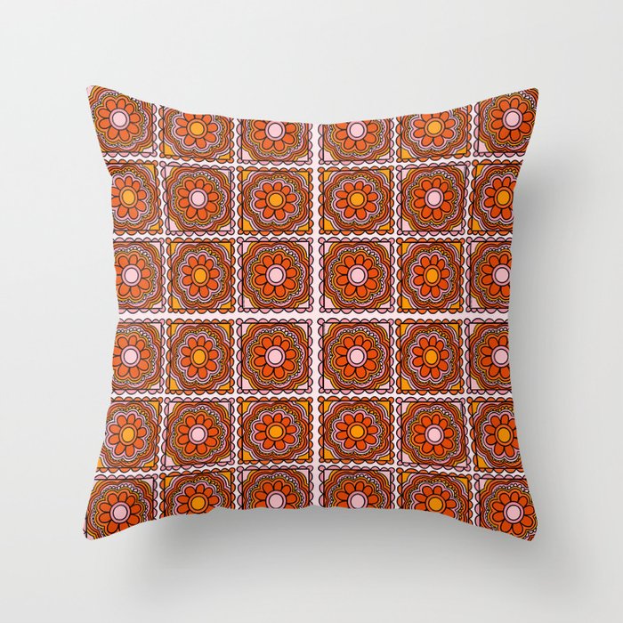 Flower Granny Square Print Throw Pillow Gallery Image 6