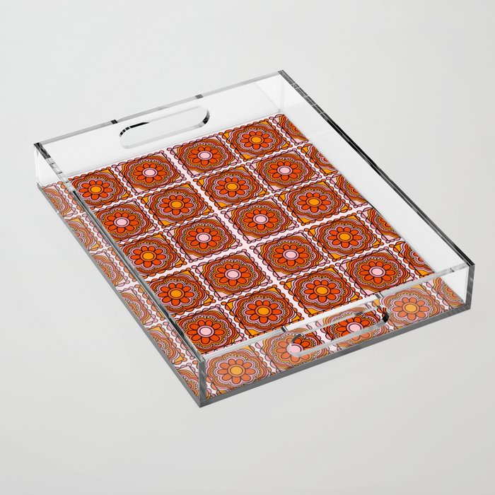 Flower Granny Square Print Acrylic Tray Gallery Image 1