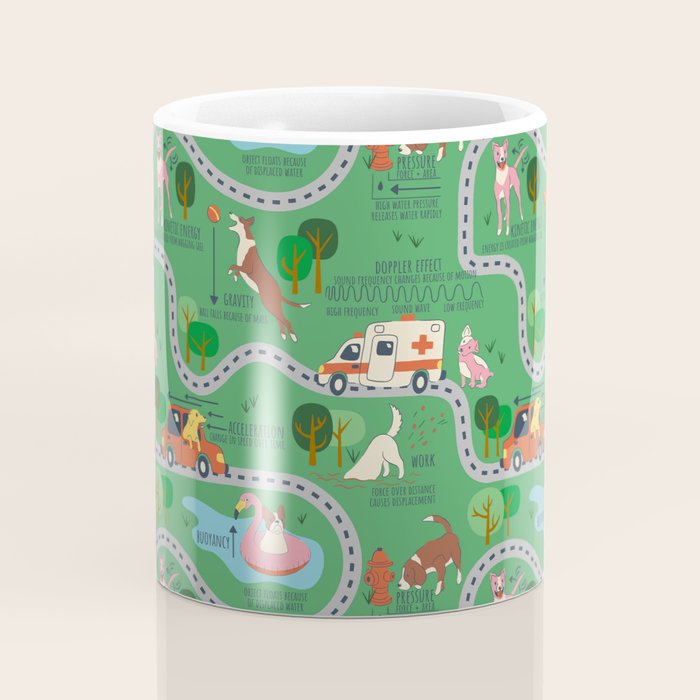 Fursics Cute Dog Park Physics Learning Pattern by Carrie Cantwell Educational STEM Playmat Design Coffee Mug Gallery Image 4