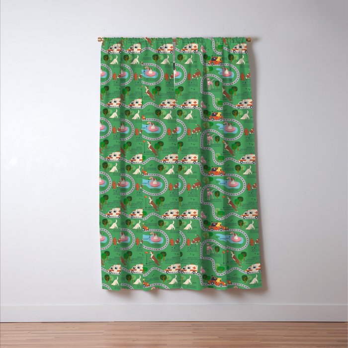 Fursics Cute Dog Park Physics Learning Pattern by Carrie Cantwell Educational STEM Playmat Design Window Curtain Gallery Image 3