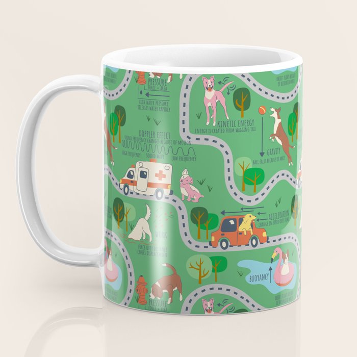 Fursics Cute Dog Park Physics Learning Pattern by Carrie Cantwell Educational STEM Playmat Design Coffee Mug Gallery Image 3