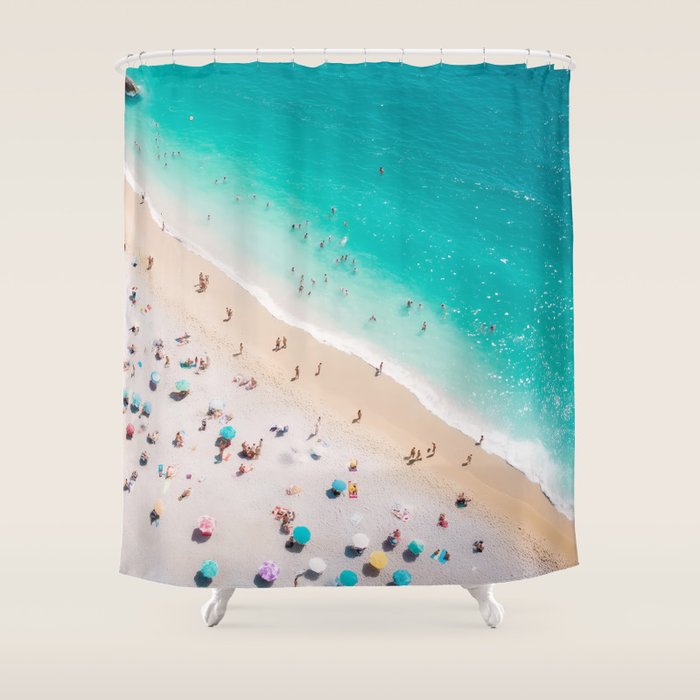 Beach Aesthetic Photography - Aerial View Shower Curtain Gallery Image 1