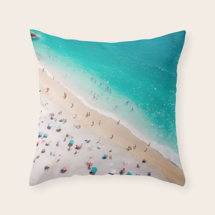 Beach Aesthetic Photography - Aerial View Throw Pillow Gallery Image 6
