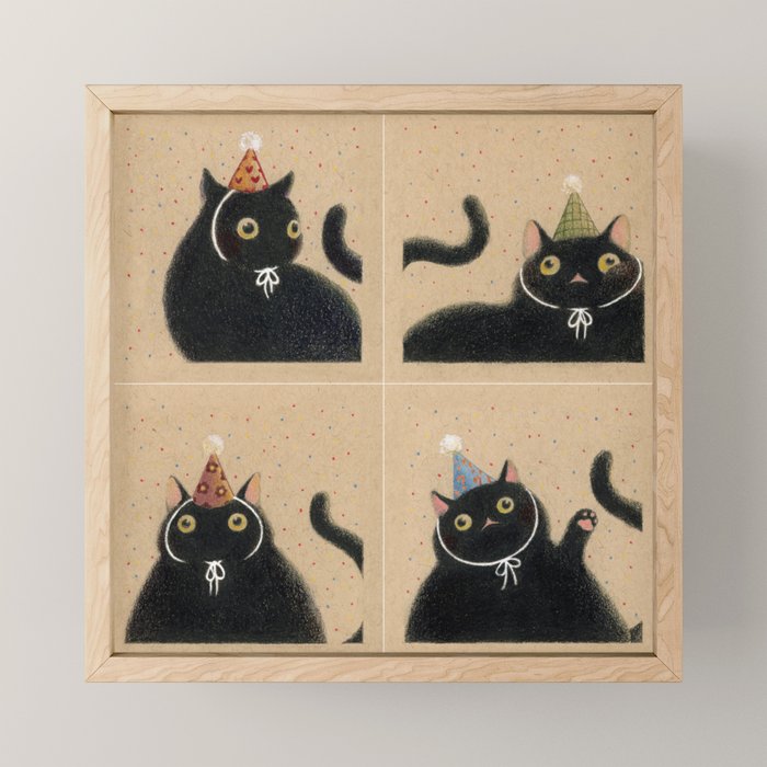 Party Cats in Party Hats 2 Mini Art Print Gallery Image 1