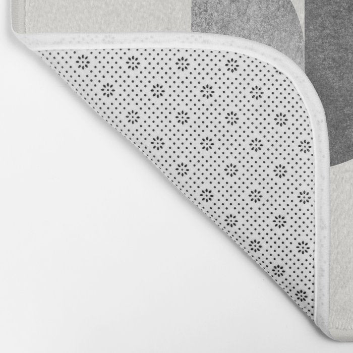 Woodblock black and white Mid century modern Bath Mat Gallery Image 2