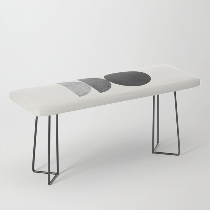 Woodblock black and white Mid century modern Bench Gallery Image 1