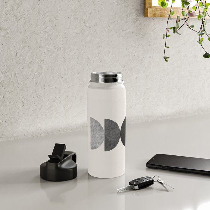 Woodblock black and white Mid century modern Water Bottle Gallery Image 4