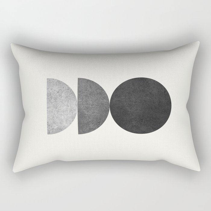 Woodblock black and white Mid century modern Rectangular Pillow Gallery Image 1