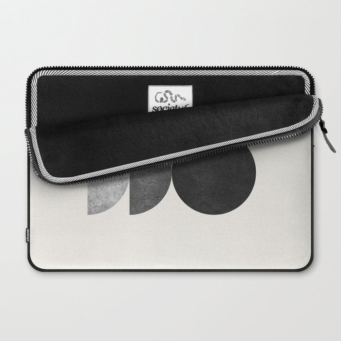 Woodblock black and white Mid century modern Laptop Sleeve Gallery Image 2
