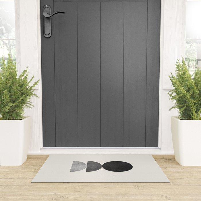 Woodblock black and white Mid century modern Welcome Mat Gallery Image 3