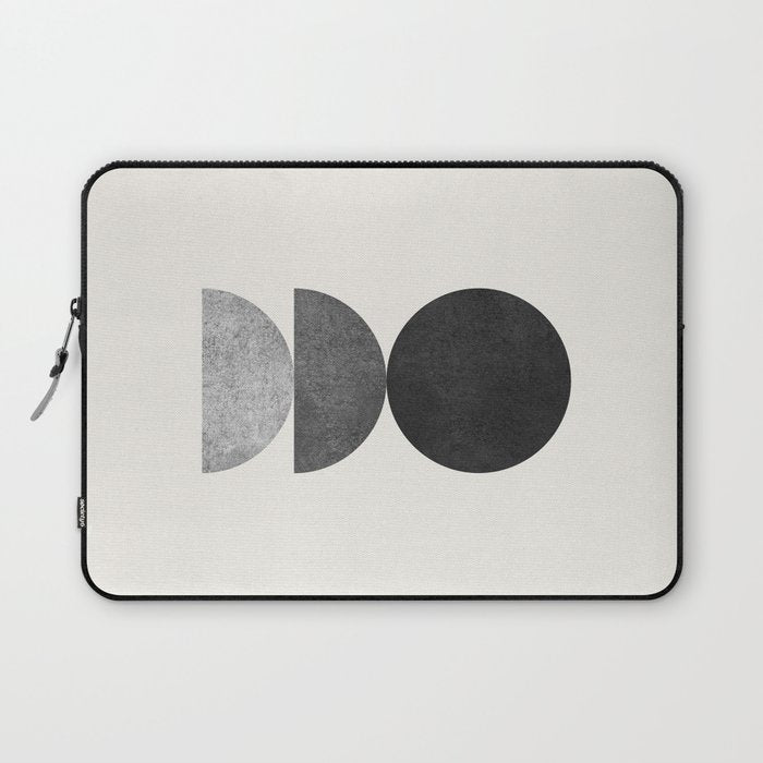 Woodblock black and white Mid century modern Laptop Sleeve Gallery Image 1