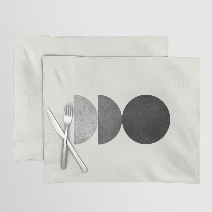Woodblock black and white Mid century modern Placemat Gallery Image 1
