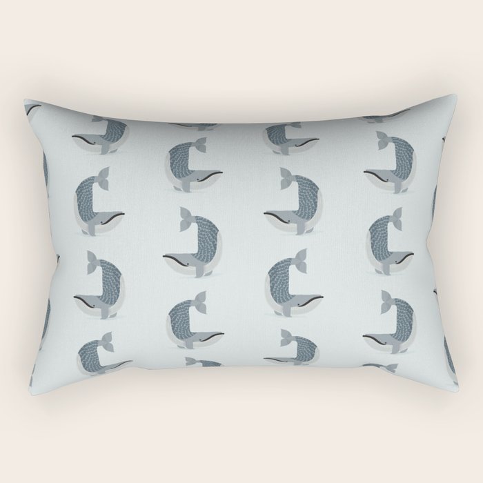 Whimsical Blue Whale Rectangular Pillow Gallery Image 1