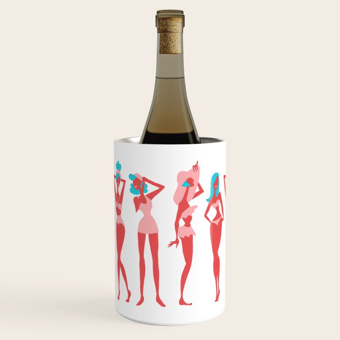 Beach Bombshells - Cyan & Coral Palette Wine Chiller Gallery Image 1