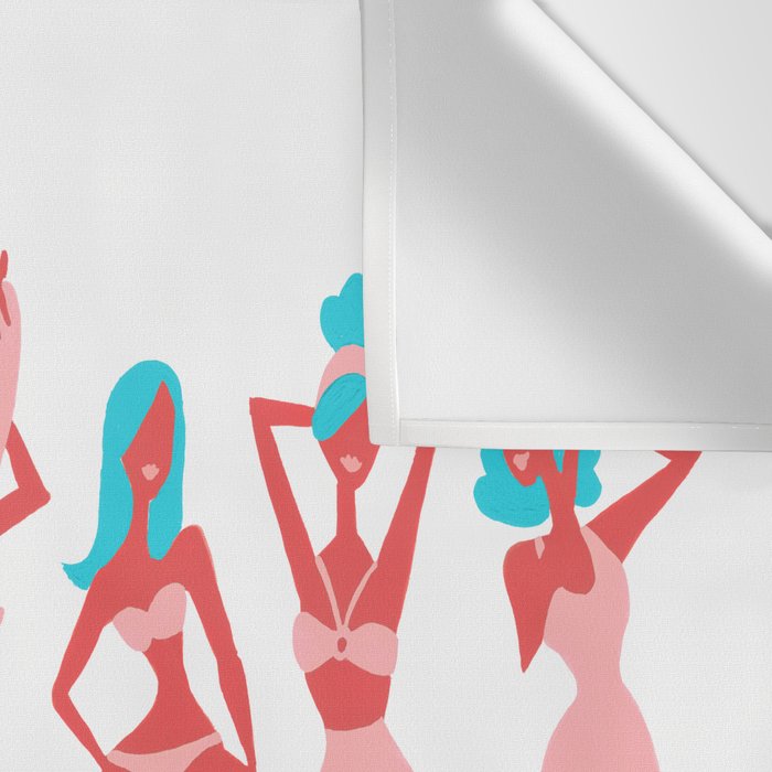 Beach Bombshells - Cyan & Coral Palette Wall Tapestry Gallery Image 3