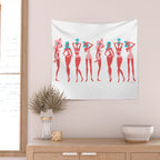 Beach Bombshells - Cyan & Coral Palette Wall Tapestry Gallery Image 2