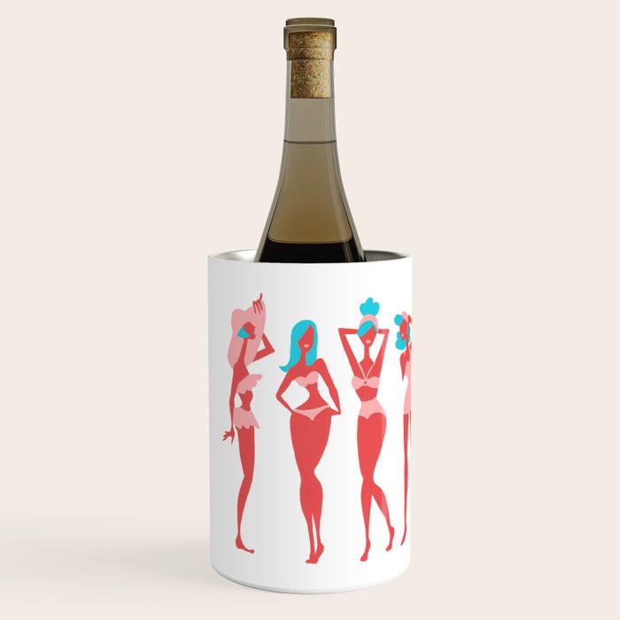Beach Bombshells - Cyan & Coral Palette Wine Chiller Gallery Image 2