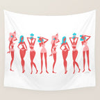 Beach Bombshells - Cyan & Coral Palette Wall Tapestry Gallery Image 4