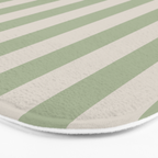 Vertical Stripes Narrow Pattern in Sage and Beige Bath Mat Gallery Image 3
