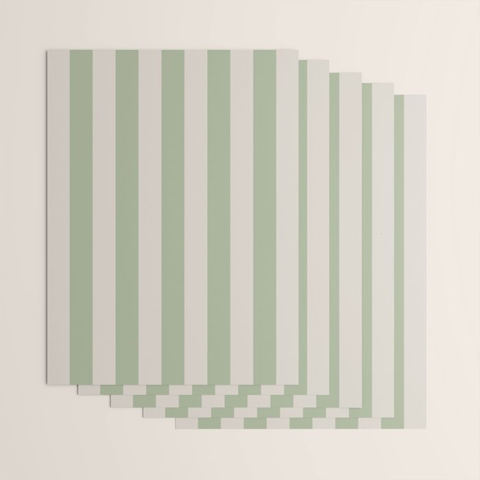 Vertical Stripes Narrow Pattern in Sage and Beige Wrapping Paper Gallery Image 3