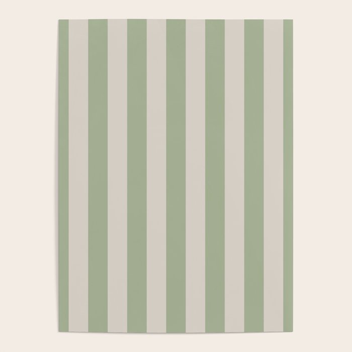 Vertical Stripes Narrow Pattern in Sage and Beige Poster Gallery Image 4