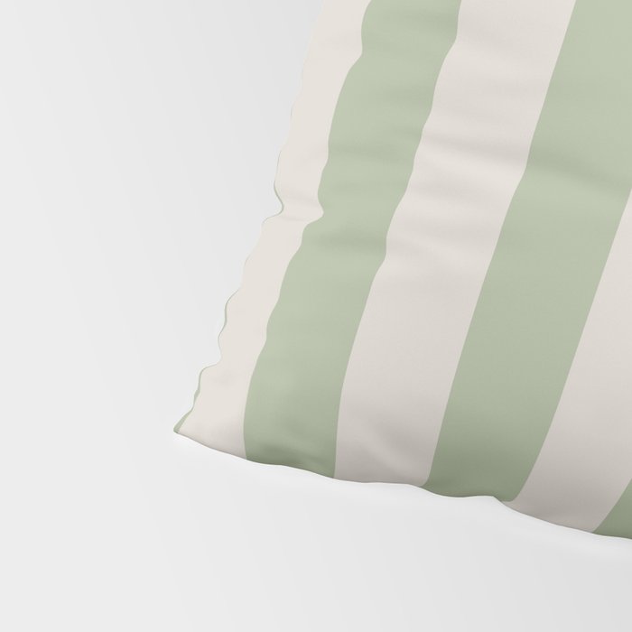 Vertical Stripes Narrow Pattern in Sage and Beige Pillow Sham Gallery Image 4