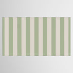 Vertical Stripes Narrow Pattern in Sage and Beige Tablecloth Gallery Image 2
