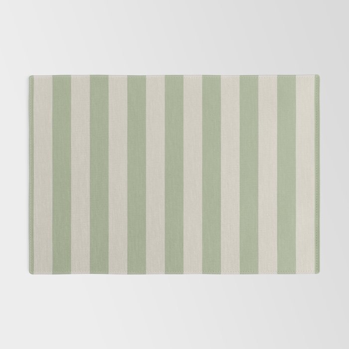 Vertical Stripes Narrow Pattern in Sage and Beige Rug Gallery Image 2