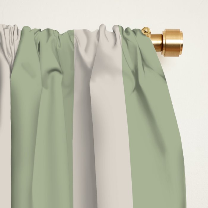 Vertical Stripes Narrow Pattern in Sage and Beige Window Curtain Gallery Image 2