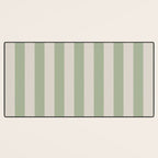 Vertical Stripes Narrow Pattern in Sage and Beige Desk Mat Gallery Image 3
