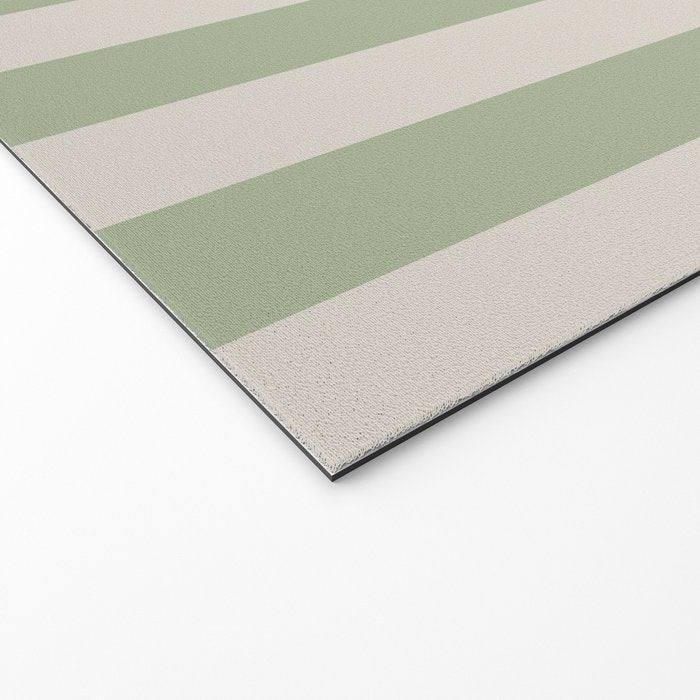 Vertical Stripes Narrow Pattern in Sage and Beige Welcome Mat Gallery Image 2