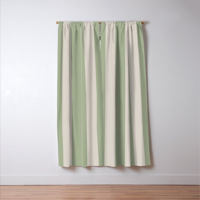Vertical Stripes Narrow Pattern in Sage and Beige Window Curtain Gallery Image 3
