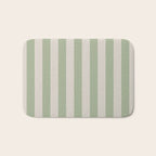 Vertical Stripes Narrow Pattern in Sage and Beige Bath Mat Gallery Image 1
