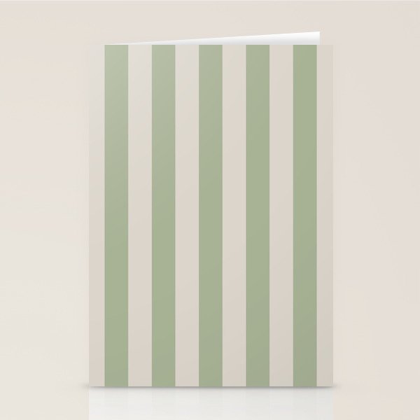 Vertical Stripes Narrow Pattern in Sage and Beige Stationery Card Gallery Image 2