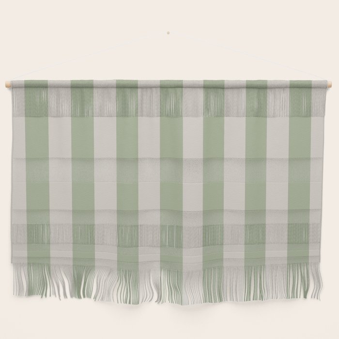 Vertical Stripes Narrow Pattern in Sage and Beige Wall Hanging Gallery Image 1