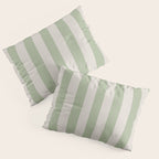 Vertical Stripes Narrow Pattern in Sage and Beige Pillow Sham Gallery Image 3