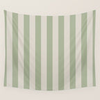 Vertical Stripes Narrow Pattern in Sage and Beige Wall Tapestry Gallery Image 4