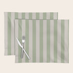 Vertical Stripes Narrow Pattern in Sage and Beige Placemat Gallery Image 1